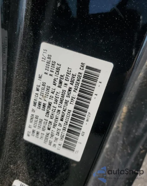 2016 Honda Accord Exl z USA, uszkodzony, nr VIN 1HGCT1B87GA005246